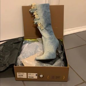 Privileged matheson denim thigh high boots